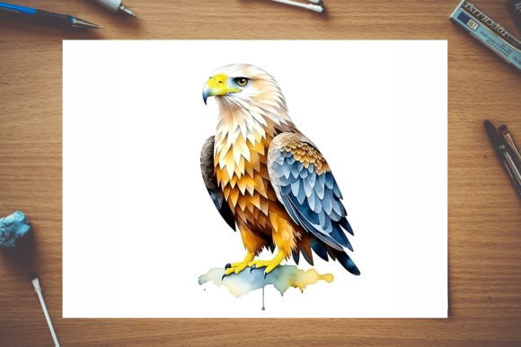 Beautiful Watercolor a Cute Eagle: A Stitch Test