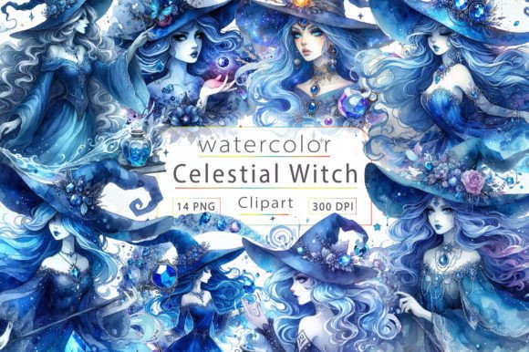 Celestial Witches Watercolor Clipart: Illustrations Review