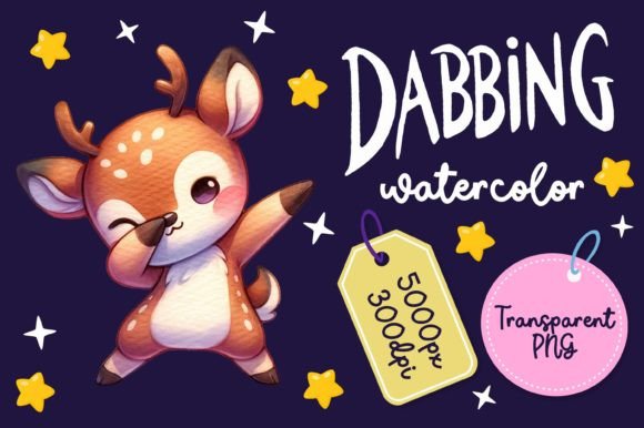 Cute Dabbing Deer Watercolor Illustrations for Crafters