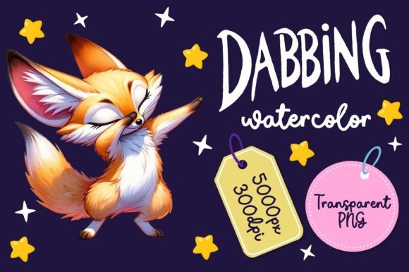 Cute Dabbing Fennec Watercolor Illustrations Review