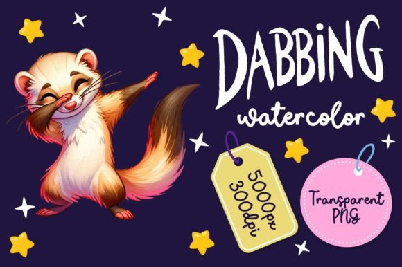 Cute Dabbing Ferret Watercolor Illustrations for Crafters