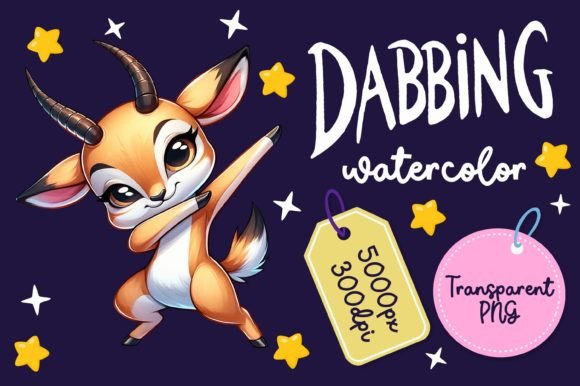 Cute Dabbing Gazelle Watercolor Illustrations for Branding