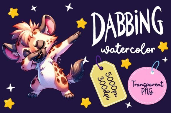 Cute Dabbing Hyena Watercolor Illustrations for Blogs