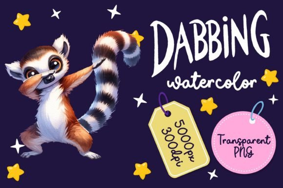 Cute Dabbing Lemur Watercolor Illustrations for Crafters