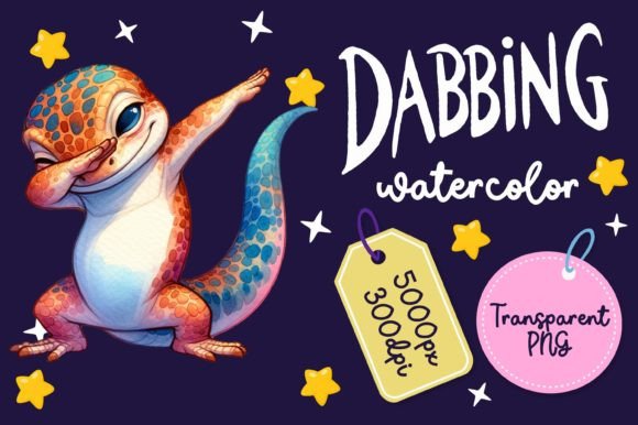 Cute Dabbing Lizard Watercolor Illustrations for Branding