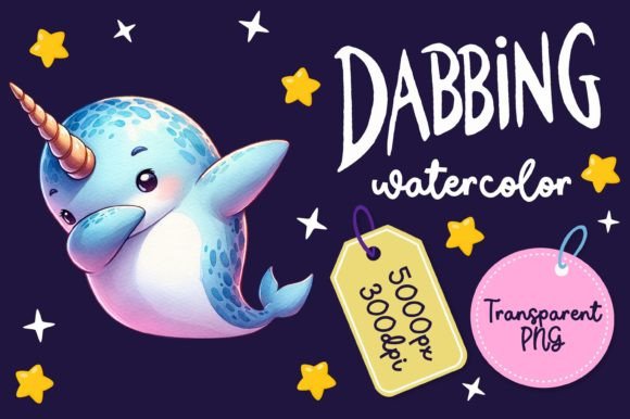 Cute Dabbing Narwhal Illustrations for Digital Products