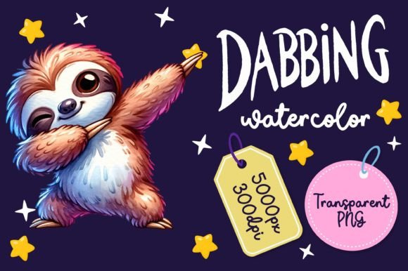 Cute Dabbing Sloth Watercolor Illustrations for Branding