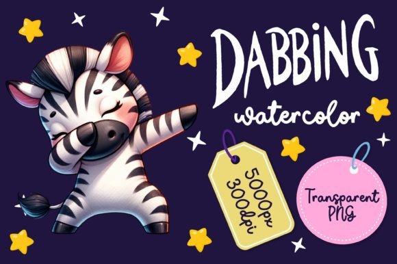 Cute Dabbing Zebra Watercolor Illustrations for Branding
