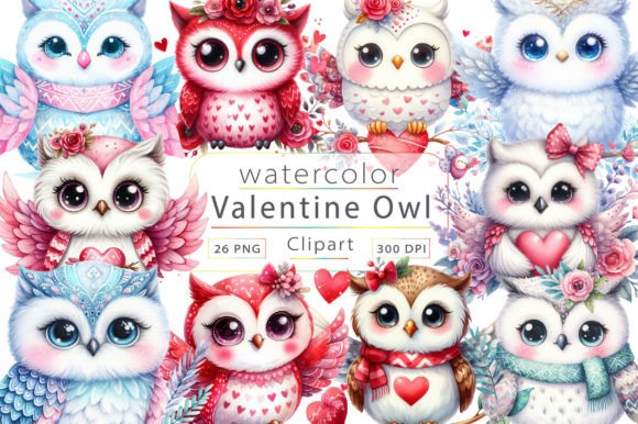 Cute Valentine Owl Watercolor Clipart Illustrations Review