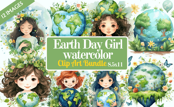 Earth Day Girl Watercolor Clip Art Bundle: Illustrations Review