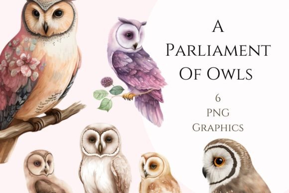 Parliament of Owls Illustrations: Watercolor Clipart Review