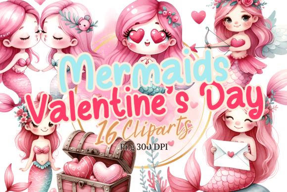 Valentine’s Day Mermaid Watercolor Illustrations Review