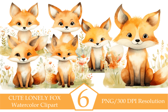 Watercolor Cute Fox Illustrations for Branding