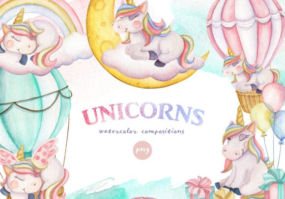 Watercolor Cute Unicorns: Illustrations for Client Projects