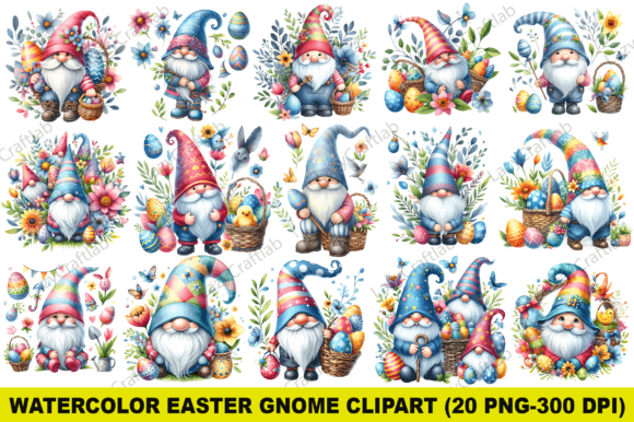 Watercolor Easter Gnome Clipart Bundle Review