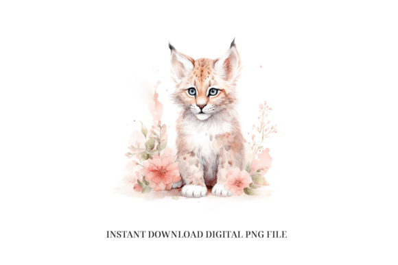 Watercolor Lynx Clipart PNG: Illustrations for Sales