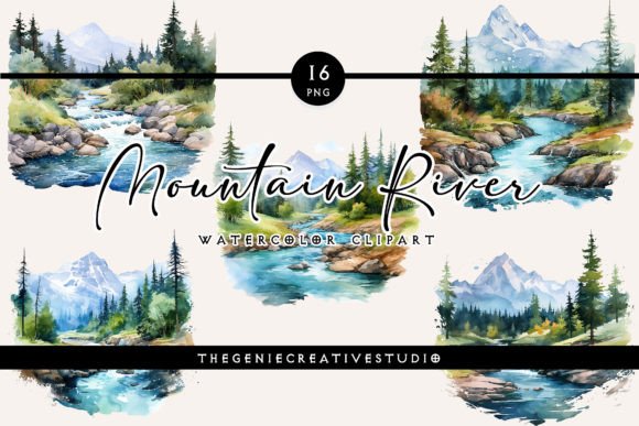 Watercolor Mountain River PNG Clipart Review