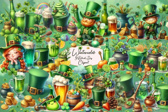 Watercolor St. Patrick’s Day Clipart Illustrations