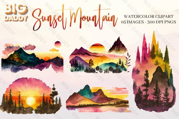 Watercolor Sunset Mountain Bundle Review