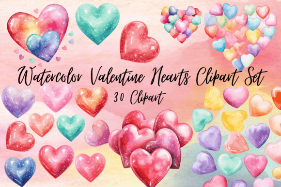 Watercolor Valentine Hearts Clipart Set: Illustrations Review