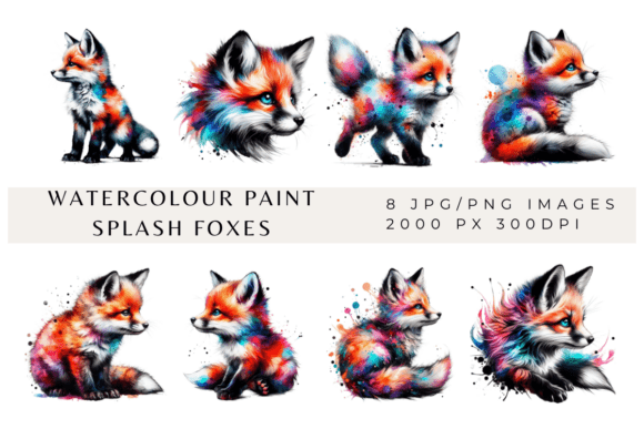 Watercolour Paint Splash Foxes Illustrations Review